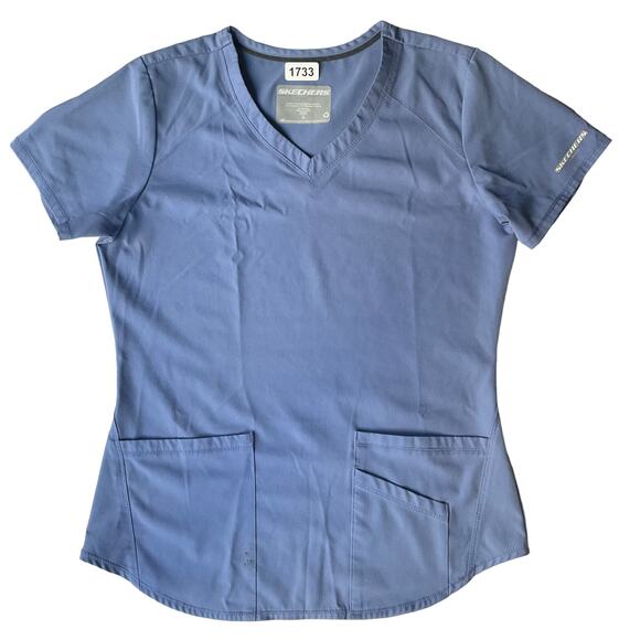 Sketchers Women’s Short Sleeve V-neck  Nurse Blouse Size S, Light Blue - Picture 1 of 8